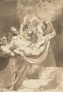 墓へのキリストの沈着、1615-17（紙にインクとトイレ） 作： Peter Paul Rubens